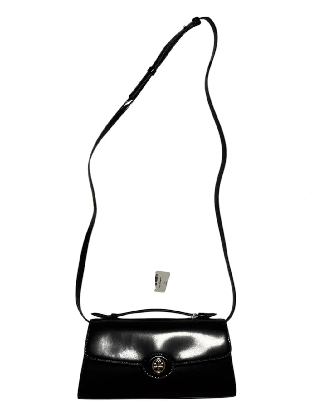 Tory Burch Black Leather Shoulder Bag with Gold-Tone Logo